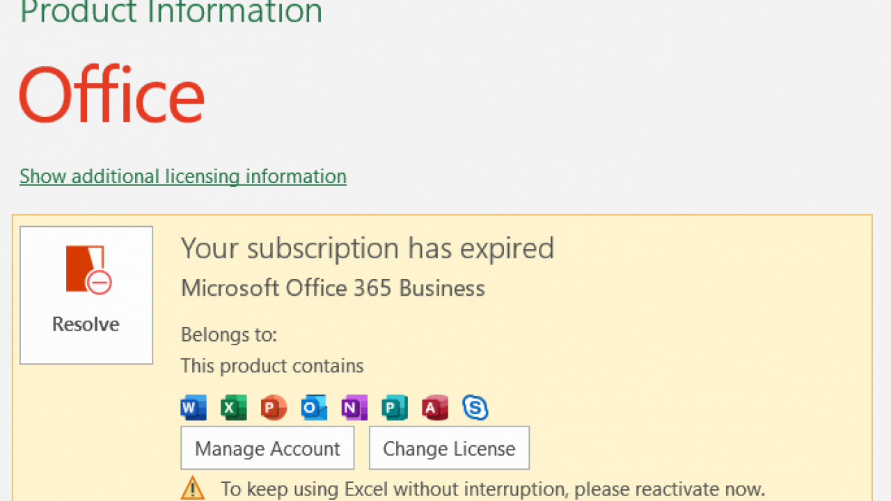 microsoft office 365 subscription expired