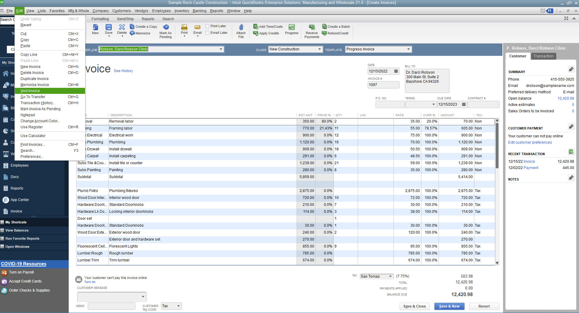 How to Void an Invoice in QuickBooks Desktop